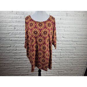 LuLaRoe Women's 3XL Plus Size Purple Geometric Asymmetric Short Sleeve GEO136XE